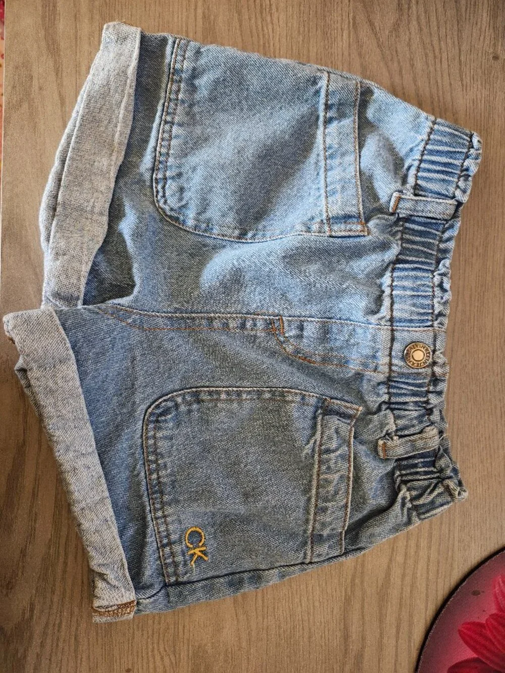 Girls Jean Shorts Size 6 Calvin Klein Elastic Waist Light Blue Denim Pockets - Picture 1 of 7